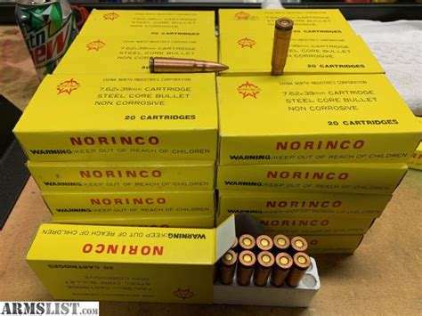 norinco yeliow box 7.62x39mm steel core ammo on the armslist|norinco yellow box bullets.